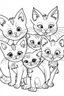 Placeholder: coloring page for kids, kittens , cartoon style, thick outline, low details, no shading, no color