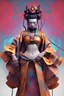 Placeholder: Cyberpunk 3D illustration of female futuristic geisha it stock photo, in the style of psychedelic-inspired smooth 3d digital art,