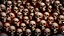 Placeholder: hundreds of anatomically correct, human skulls stacked into a wall unusual neon lighting, high octane, 64k, dystopian, vray, a picture of a dark, comedic, anatomically correct wall of colorful tightly packed skulls of varying sizes and expressions, photo-realistic, insanely meticulous, highly detailed,, 64k, dystopian, vray