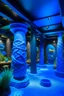 Placeholder: A blue aquarium theme park designed in Hawaiian tikis