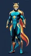 Placeholder: Full body Cougar man man with puma mask in his eyes stylized lineal art complementary colors quality ultra 12k super héroe