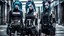 Placeholder: strong Cyber goth fashion, women and men in cyber goth clothes perfect realistic faces, full body, High detailed, sharp focus, looking at the camera, cinematic, masterpiece, high realistic, fashion photo