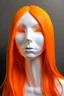 Placeholder: White rubber face with rubber effect in all face with orange long rubber effect hair