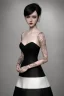 Placeholder: Portrait emo bride in black dress, full body shot, full-color long shot