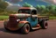 Placeholder: classic chopped mack ratrod truck, hotrod wheels, hdr, uhd, 8k, center camera, perspective view, pivot on truck, by wicked fabrication