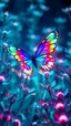 Placeholder: In a neon-lit future, the vibrant hues of a cyber robot butterfly shimmer as it flutters through a forest of teal glowing neural flowers. Its wings, a dazzling array of iridescent colors, cast a kaleidoscope of reflections on the metallic petals. Each beat of its wings sends ripples of light across the flora, creating a mesmerizing dance of luminescence. The air hums with the gentle buzz of artificial life, a symphony of technology and nature intertwined.