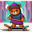 Placeholder: A plush cute bear that skateboards. Graffiti effect on the background. Color drawing.A cat wearing an Arab dress and carrying a Mesaharati drum in Ramadan