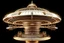 Placeholder: Expressively detailed 3d rendering of a hyperrealistic flying saucer, UFO, renaissance, jules verne, symmetric, front view, realistic stained bronze, detailed with cogs and cables