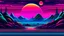 Placeholder: A vector graphic of a synthwave landscape