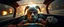 Placeholder: weird perspective worried human race car driver close up portrait of dj sheep skunk troll gnome pilot looking down on cam, with background in the style of escher and giger, a chill contrapunctus fugue in the style of fsol, beethoven, goa trance breaks, dancefloor drum and bass, burning cars, fire and explosions
