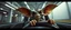 Placeholder: car driving happy 2d insect anime alien gremlin man in the style of Escher and Giger and Fallout 4, pinhole cam, airbrush 3d rendering, on tv screen:A five-second cinematic single take in a clean industrial presentation hall.