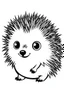 Placeholder: Coloring page for kids with a cute cartoon hedgehog, very Bold outlines and white background, minimal number of elements