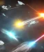 Placeholder: Fleet of space ships all firing lasers at one target