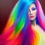 Placeholder: Full body portrait, painting, medium shot lady rainbow filigree hair