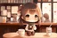 Placeholder: contented cute chibi girl in coffee shop