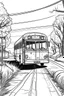 Placeholder: Outline art, no shading, bus on the road, cartoon style, black and white, low detail, --ar 9:11