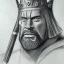 Placeholder: pencil and charcoal portait sketch of king hrothgar in beowulf