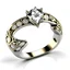 Placeholder: three stone engagement ring with inifinity two tone shank