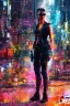 Placeholder: Full body portrait, painting, medium shot lady postcyberpunk