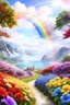 Placeholder: rainbow, colors, very beautiful, ,flowers garden,paradisiac angels