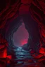 Placeholder: create an image of a red lit slightly confined cave inspired by the doom games