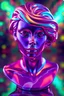 Placeholder: A stunning iridescent female marble bust, Unreal Engine render 8k, high contrast, vibrant colors, very reflective, perfect lighting, trippy colorful background, ZBrush