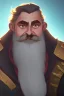 Placeholder: Medieval Fantasy Bearded strong man wearing a thick fur-lined merchant's coat, wearing gold rings, divine, halo, happy smiling, portrait, high definition, realistic, long hair, dynamic lighting, volumetric lighting, mustache, blond, arcane