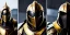 Placeholder: apocalypse, chaotic, magnificent, realistic, colorful, massive, epic, ray tracing, cinematic, 8k, HD, Ultra High Definition, photo film, film grain, hyper-detailed, old tarnished ornate rusty Hyper detailed Gold Gothic Medieval Knight helmet with opaque glass visor covering face and matching suit of armor no face