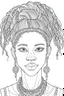 Placeholder: front position african girl face with beautiful hairstyle coloring page