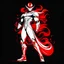 Placeholder: Dragman art illustration black background red and white color full body