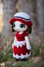 Placeholder: Adventure Amigurumi style, solo, looking at me, standing, full body, barby in bride dress,blurry, big beautiful chibi-style eyes, blurry background, Best quality, masterpiece,bride Art in the style of [Sack Boy | Gene Bilbrew | chibi-style | Amigurumi | Jeff Gord | Temmie | Ransom & Mitchell], unique sculptures, surreal and abstract forms through human forms, illustrative techniques and themes, prominent in magazines during the mid-20th century, detailed ink work, by Satori Canton🧸