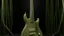 Placeholder: An olive green nuclear guitar designed in Navajo woven art painted by Claude Monet