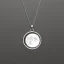 Placeholder: necklace with a simple, elegant design featuring a single, shimmering polyester in moon pendant