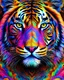 Placeholder: tiger face multiple art in psychedelic pattern 3D art vibrant colors