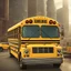 Placeholder: a yellow school bus, biopunk theme, detailed