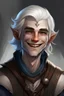 Placeholder: tieffeling, smile, clerc, wood horn, necromancer, man, teen, white hair, bleu eyes, druid, no wrinkles, very young