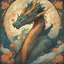 Placeholder: Bordered digital illustration of a Dragon Emperor by Victo Ngai. Art Deco, Tarot card, Hanafuda. High quality, masterpiece. Dungeons and Dragons.