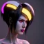 Placeholder: Ghost in the shell style, pretty cyber woman, futuristic, rounded face, blood, black, gold, brown, geisha style, decorative color feathers, simétrico, circuits, neon style, a lot of led lights, fog, rain, vibrant color, highly detailed, art stations, concept art, smooth, unreal engine 5, god rays, ray tracing, RTX, lumen lighting, ultra detail, volumetric lighting, 3d, finely drawn, high definition, high resolution.