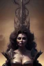 Placeholder: Sophia Loren as evil queen in black leather, cleavage, angry, stern look. character design by cory loftis, fenghua zhong, ryohei hase, ismail inceoglu and ruan jia. unreal engine 5, artistic lighting, highly detailed, photorealistic, fantasy