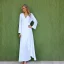 Placeholder: Croquis, wrap dress, white with fern leaf print, long sleeves