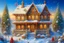 Placeholder: house gingerbread exterior in snowy landscape. Dmitry Vishnevsky, Josephine Wall. Catherine Welz Stein, Anna Bocek. very cute, bright, excellent quality, colorful, high detail, clear focus, imaginative, elegant, extremely detailed, imaginative, 8k, very attractive, beautiful, fantastic view, hyperrealistic, over-detailed, high resolution, excellent quality,