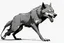 Placeholder: wolf, full body, attacking, profile ,comic book, gray background,