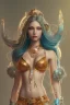 Placeholder: isometric clean art of super beautiful voluptuous lady, soft lighting, shin hanga high definition, blender 3d, beautiful, long hair, bismuth filigree blonde hair, skin-tight metallic orange and teal cropped top and miniskirt