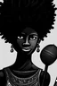 Placeholder: minimalist afro Caribbean griot with a captivating gaze satire