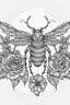 Placeholder: bee with roses idea, line art, background, vector, svg, black outline on white background, leave plenty of white space beetween lines for coloring, tattoo style, tattoo idea,full body, minimalist