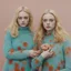 Placeholder: Elle fanning and dakota fanning as flowers, turquoise, turtleneck sweater, 1970s