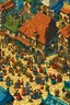 Placeholder: crowd of fantasy townsfolk. from above. fantasy cartoon. low fidelity art.