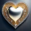 Placeholder: A magnificent golden and silver heart-shaped sign adorned with a stunning golden sphere encrusted with sparkling diamond clusters at its center, elegantly spinning in position.