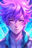 Placeholder: An anime man with messy short pink hair and narrow blue eyes with tentacles.