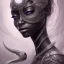 Placeholder: sango fantasy, fantasy magic, intricate, sharp focus, illustration, highly detailed, digital painting, concept art, matte, masterpiece head sexy front view black African beauty space lady silver carp skin one head African space night